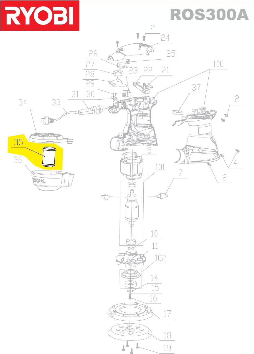 Filtre poussière réf. 5131030658 Ryobi